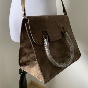 Olive Green/Brown Suede Satchel Bag Brand New